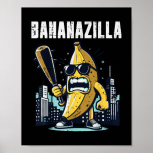 Banana Monster Bananazilla Funny Fruit Meme Mannen Poster