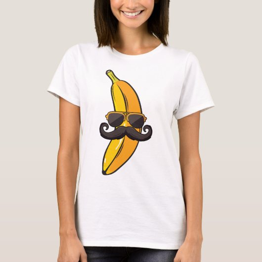 Banana Mustache Sunbribribril Face Funny Fruit Coo T-shirt (Voorkant)