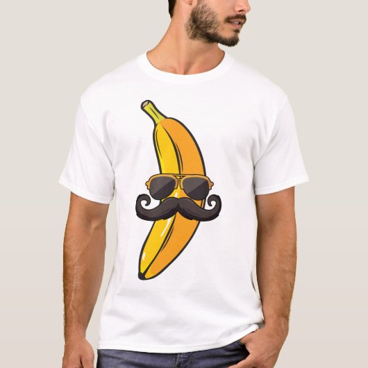 Banana Mustache Sunbribribril Face Funny Fruit Coo T-shirt (Voorkant)