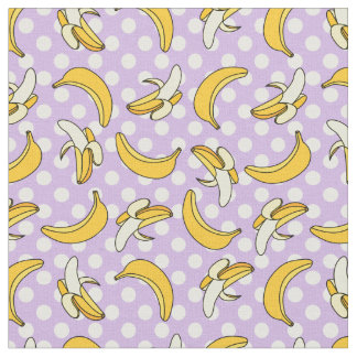 Banana Paarse Polka Dot Pattern Stof