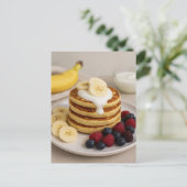 Banana Pancakes Berries Cozy Breakfast Postcard Briefkaart (Staand voorkant)
