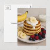 Banana Pancakes Berries Cozy Breakfast Postcard Briefkaart (Voorkant / Achterkant)