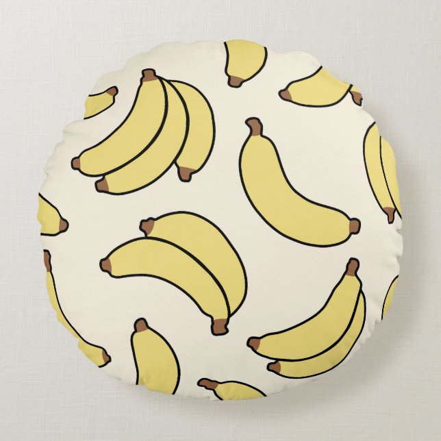 Banana Parade Butter Yellow Rond Kussen (Voorkant)