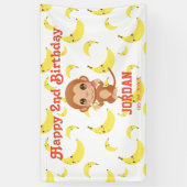 Banana Pattern Baby Monkey Verjaardagsfeestje Spandoek (Verticaal)