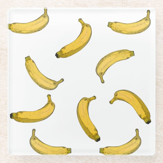 Banana Pattern Glazen Onderzetter (Voorkant)