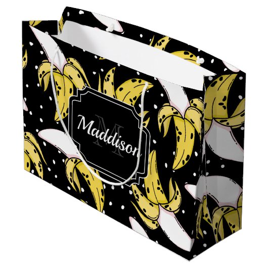 Banana Pattern Groot Cadeauzakje (Achterkant Gekanteld)