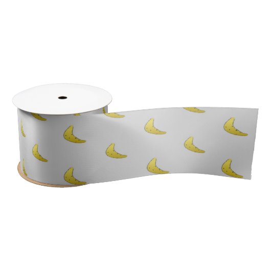Banana pattern on gray satijnen lint (Spoel)
