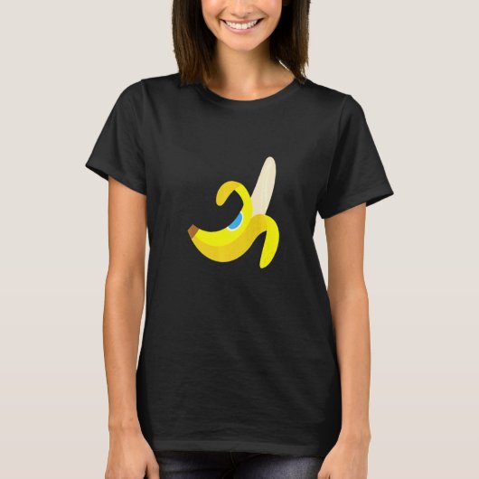 Banana Plantain Cute Ripe Peeled Fruit Yello T-shirt (Voorkant)