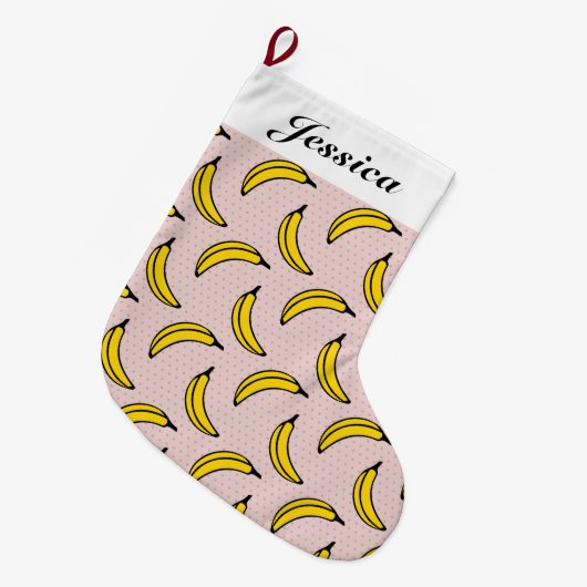Banana Print Holiday - Aangepaste naam Grote Kerstsok (Voorkant (Hangend))