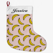 Banana Print Holiday - Aangepaste naam Grote Kerstsok (Voorkant)