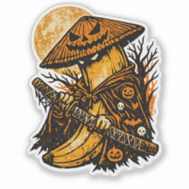 Banana Ronin Halloween Night — Spooky Warrior Retr Sticker