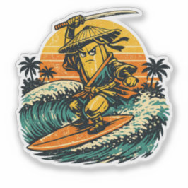 Banana Ronin Surfer — Vintage Summer Warrior  Sticker
