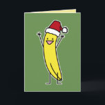 Banana Santa hat feest en juichen Christma Feestdagen Kaart<br><div class="desc">Ik hou van bananen in elke vakantie! Dit is mijn tekening voor een springende banaan met een Santa Hat die vrolijk en gelukkig is! Bedankt voor het bekijken van Happy Foods Design.</div>