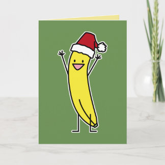 Banana Santa hat feest en juichen Christma Feestdagen Kaart