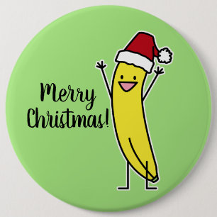 Banana Santa hat juichen kerstvakantie Ronde Button 6,0 Cm