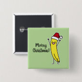Banana Santa hat juichen kerstvakantie Vierkante Button 5,1 Cm (Voorkant /achterkant)