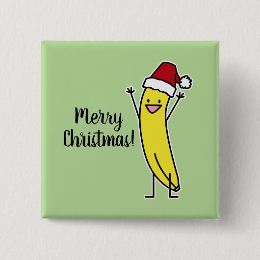 Banana Santa hat juichen kerstvakantie Vierkante Button 5,1 Cm (Voorkant)