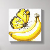Banana Sketched Butterfly Canvas Muurkunst (Voorkant)