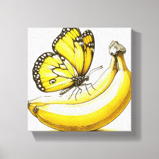 Banana Sketched Butterfly Canvas Muurkunst