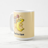 Banana Slam Dunk handgetekend kunstwerk Koffiemok (Voorkant links)