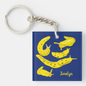 Banana Slugs Yellow and Blue, op maat gesneden Sleutelhanger (voorkant)