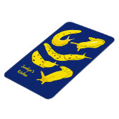 Banana Slugs Yellow en Royal Blue, op maat gesnede Magneet (Linkerzijde)