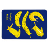 Banana Slugs Yellow en Royal Blue, op maat gesnede Magneet (Horizontaal)