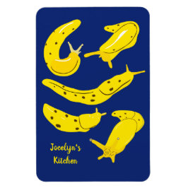Banana Slugs Yellow en Royal Blue, op maat gesnede Magneet