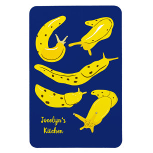 Banana Slugs Yellow en Royal Blue, op maat gesnede Magneet