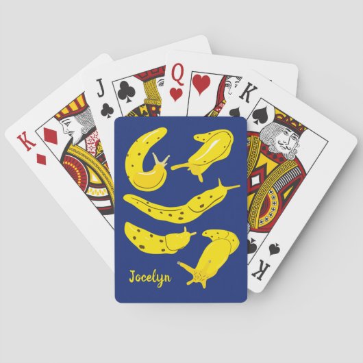 Banana Slugs Yellow en Royal Blue, op maat gesnede Pokerkaarten (Achterkant)