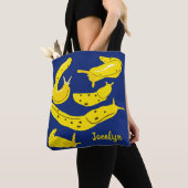 Banana Slugs Yellow en Royal Blue, op maat gesnede Tote Bag (Dichtbij)
