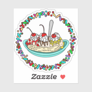 Banana Split and Sprinkles Border Sticker