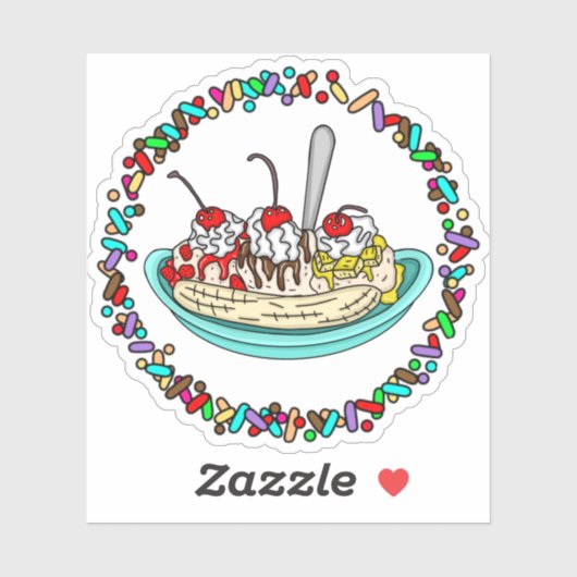 Banana Split and Sprinkles Border Sticker (Vel)