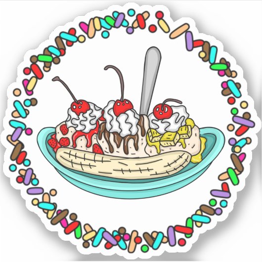 Banana Split and Sprinkles Border Sticker (Voorkant)