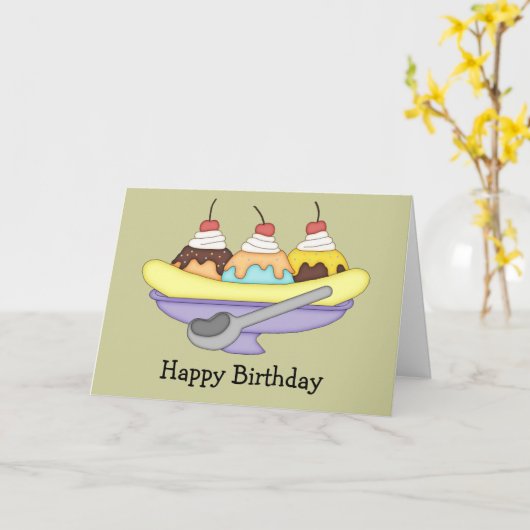Banana Split Birthday Card Kaart (Gele Bloem)