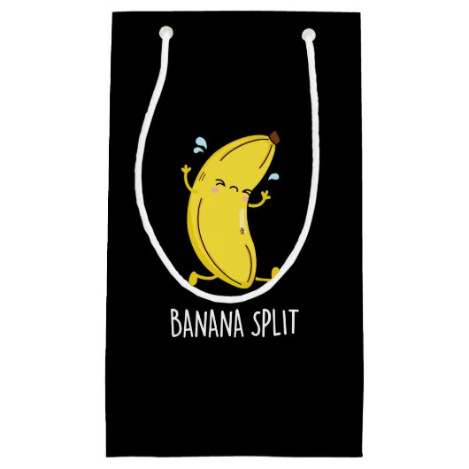 Banana Split Funny Dansant Banana Pun (Donkere BG) Klein Cadeauzakje (Voorkant)
