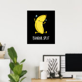 Banana Split Funny Dansant Banana Pun (Donkere BG) Poster (Thuiskantoor)