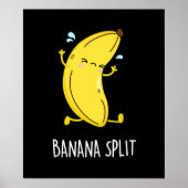 Banana Split Funny Dansant Banana Pun (Donkere BG) Poster (Voorkant)