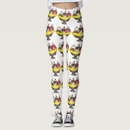 Banana Split Ice Cream Hot Fudge Sundae Foodie Leggings