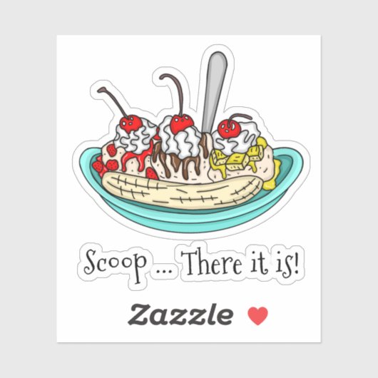 Banana Split Ice Cream Pun Sticker (Vel)