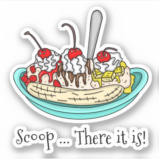 Banana Split Ice Cream Pun Sticker (Voorkant)