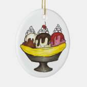 Banana Split Ice Cream Social Sundae Dessert Keramisch Ornament (Rechts)