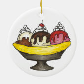 Banana Split Ice Cream Social Sundae Dessert Keramisch Ornament (Achterkant)