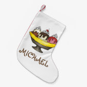 Banana Split Ice Cream Social Sundae Dessert Kleine Kerstsok (Voorkant (Hangend))