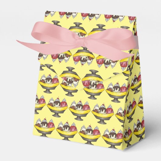 Banana Split Ice Cream Sundae Dessert Scoop Shop Bedankdoosjes (Voorkant Zijde)