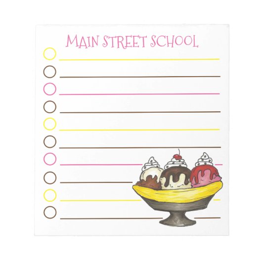 Banana Split Ice Cream Sundae Grocery List Notitieblok (Voorkant)