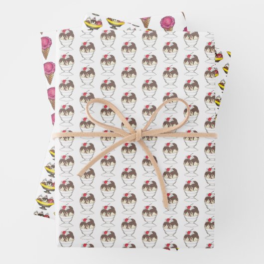 Banana Split Ice Cream Sundae Scoop Shop Dessert Inpakpapier Vel (In situ)