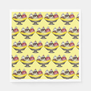 Banana Split Ice Cream Sundae Scoop Shop Dessert Servet