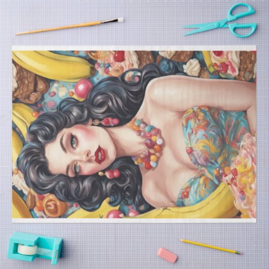 Banana Split Pinup Retro Decoupage Tissuepapier (Craft)