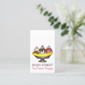 Banana Split Sundae Ice Cream Shoppe Shop Food Visitekaartje (Staand voorkant)